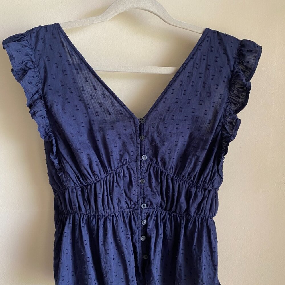 Old Navy Button Up Blouse with Shirring and Ruffles